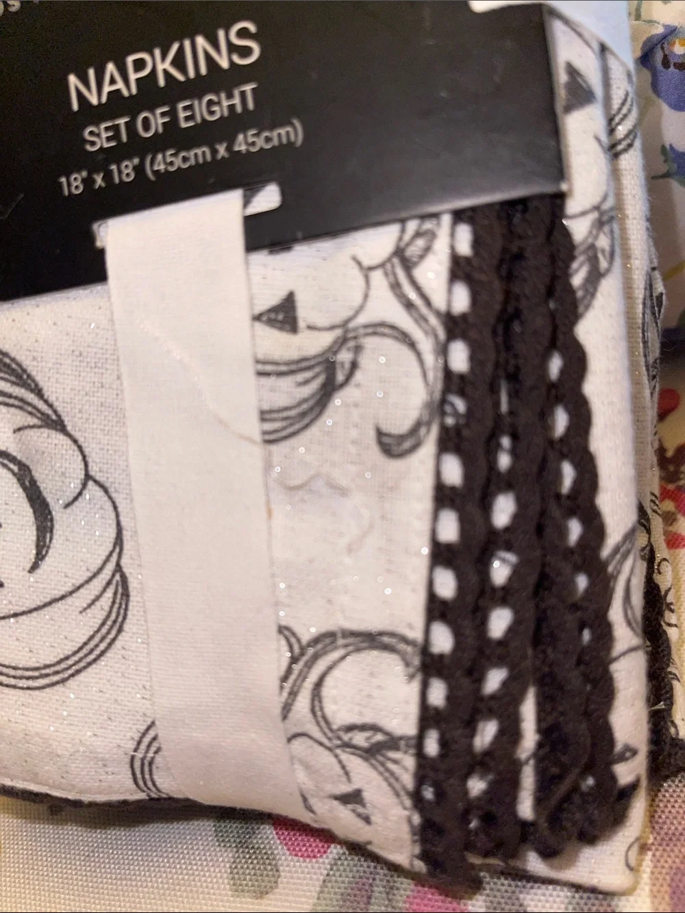 Rachel Zoe Black and White Pumpkin Sketch Cloth Napkins - Set of 8